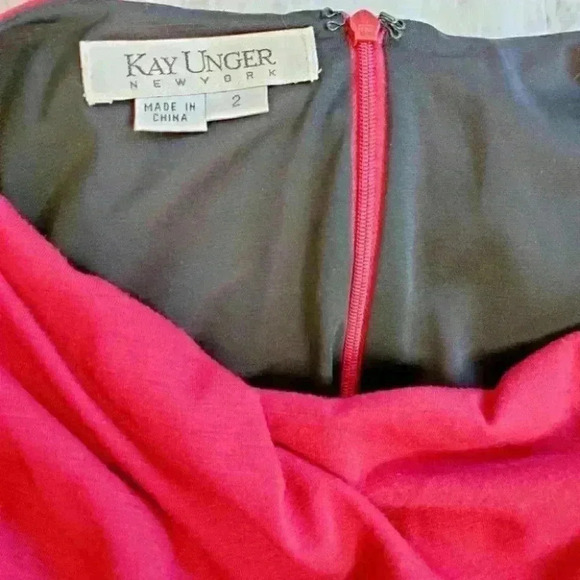 Kay Unger cowl neck midi dress size 2 red knee length - Picture 9 of 12